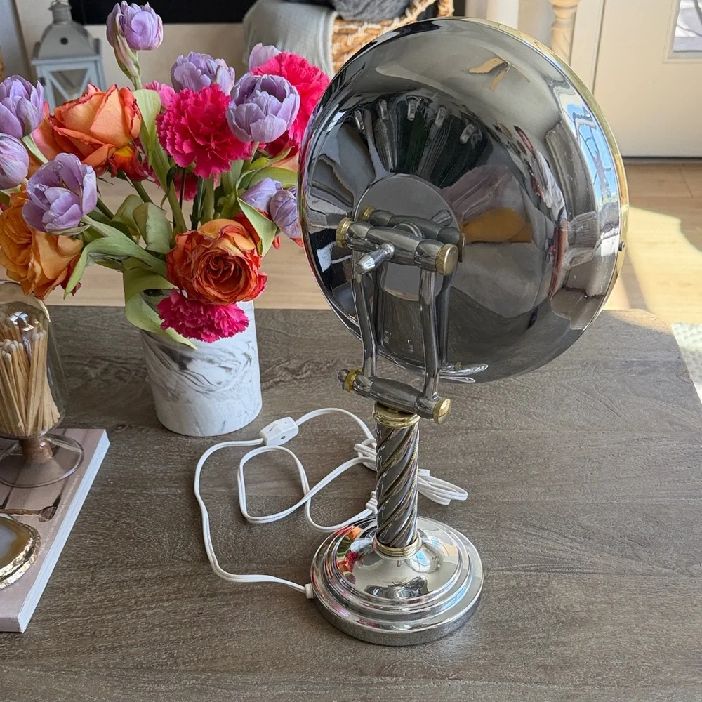 Tabletop Dual-Sided Lighted Vanity Mirror - Gold & Silver